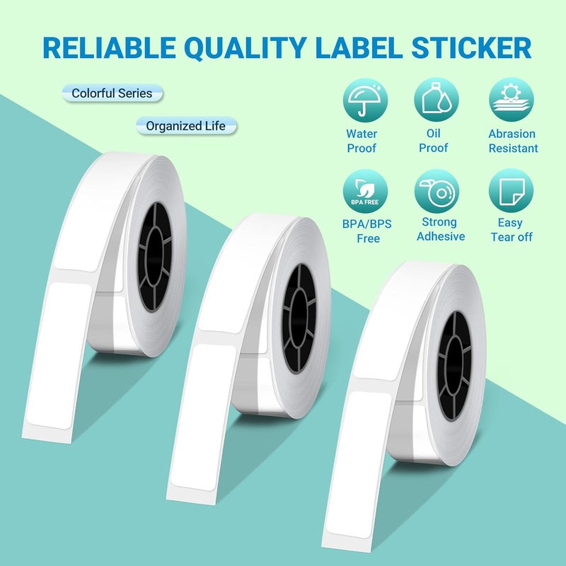 ARGBROW X1 Label Maker Tape, Genuine Thermal Label Print Paper 0.47"×1.57"(12×40mm), Standard Laminated Office Labeling Tape Replacement, 160 Tapes/Roll, 3-Roll, White - Image 3